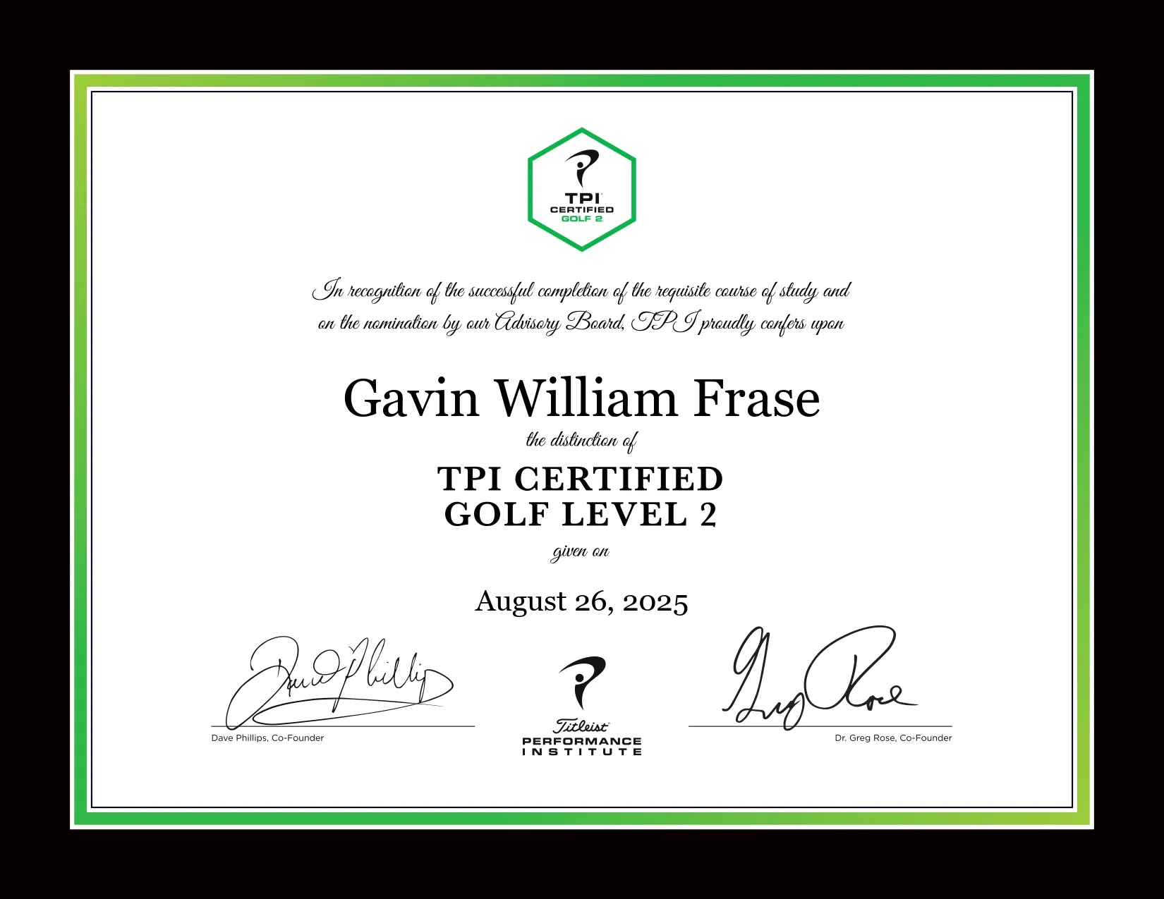 Gavin Frase Performance